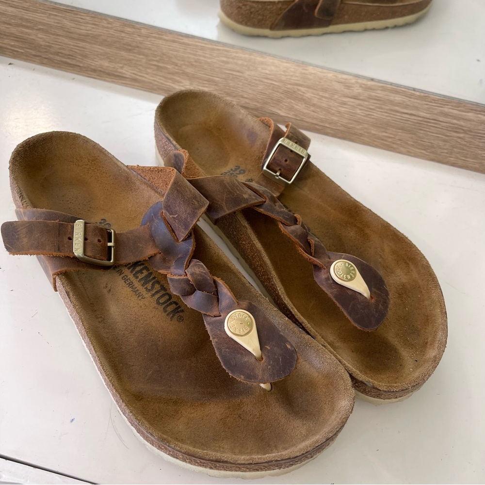 Birkenstock Brown Braided Thong Sandals - Picture 3 of 8